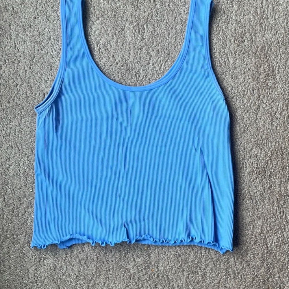 Blue Ribbed Wallflower Tank Top